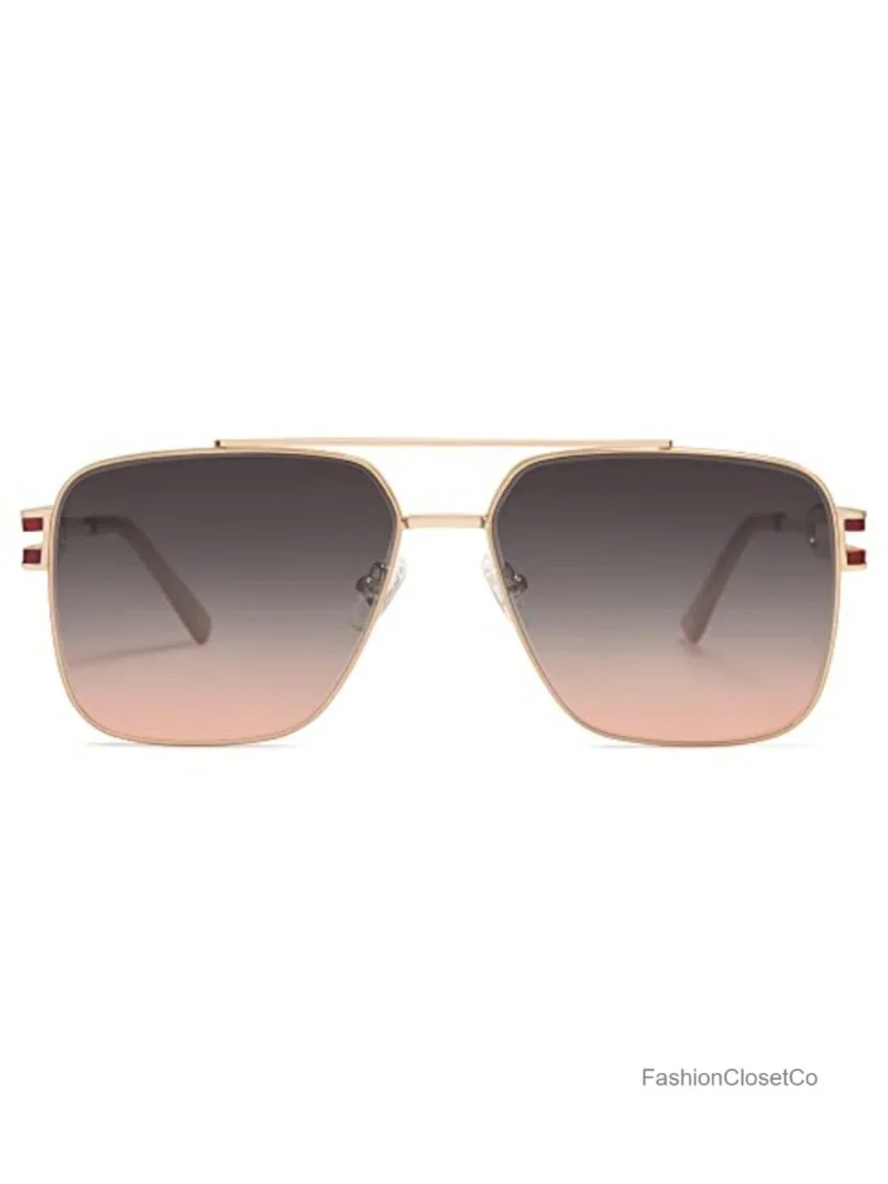 Retro Oversized Square Sunglasses Double Bridge Metal Frame UV400 Protection